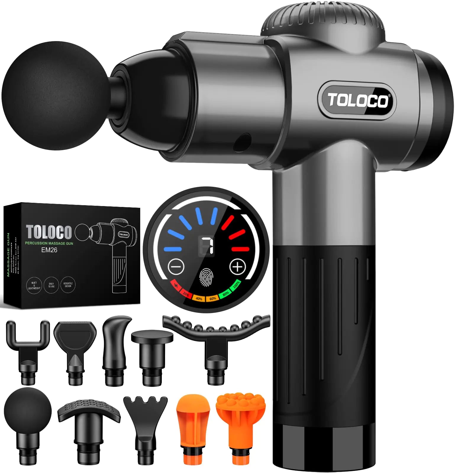 TOLOCO Pro Deep Tissue Massage Gun with 10 Heads